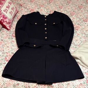 Elegant navy Women's Jacket and Skirt Set